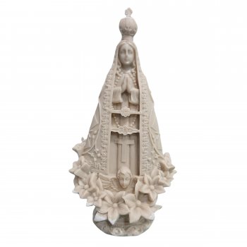 Escultura em Resina Nossa Senhora Aparecida Manto Com Flores 21,5 cm