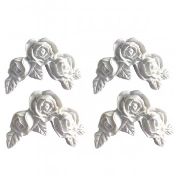 Kit 60 Cantoneiras Pequenas de Rosas Aplique Resina Decoração